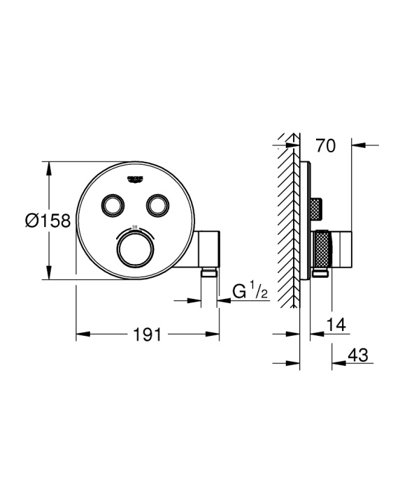 Встраиваемый смеситель Grohe Grohtherm SmartControl 29120000