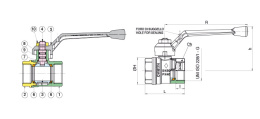 Кран шаровой RB (Rubinetterie Bresciane) UNI-SFER 1500 1/2 ВВ рычаг