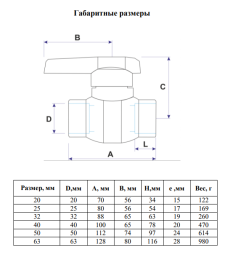 Кран шаровой полипропиленовый Valfex 50