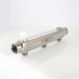 Коллектор VALTEC из нержавеющей стали, с межосевое 100 мм, 1 1/2 x 4 вых. 3/4 нар.