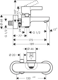 Смеситель для ванны Hansgrohe Metris S 31460000