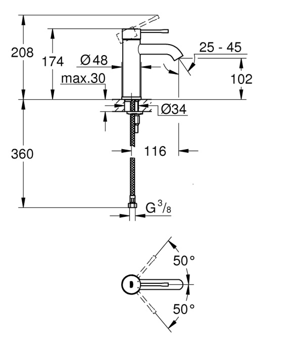 Смеситель для раковины Grohe Essence New 23590001