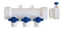 Коллектор со встроенными кранами Kalde полипропиленовый, 40 x 20 x 4 вы x . (синий) с возду x оотводчиком