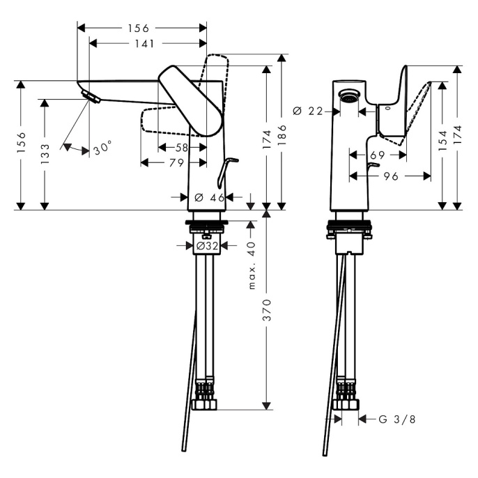Смеситель для раковины Hansgrohe Talis E 150, матовый черный