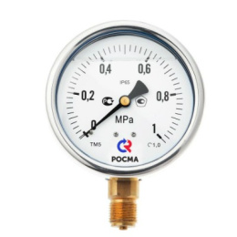 Манометр VALTEC TM520P Dy 100 с нижним подкл. из нерж.стали 1/2 , 0-16 бар (кл. точн. 1,5)