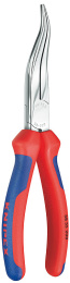 Плоскогубцы KNIPEX механика, плоскокруглые изогнутые губки с крестовой насечкой, 200 мм, хром, 2К ручки
