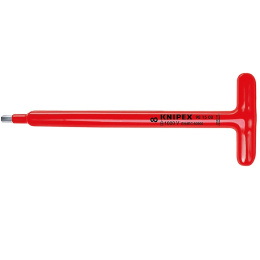Отвертка KNIPEX VDE с Т-образной рукояткой для винтов с профилем внутренний шестигранник , HEX 5 мм, длина Т-рукоятки 90 мм, 250 мм, диэлектрическая