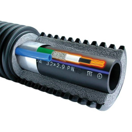 Теплоизолированная труба в кожухе Usystems Supra Plus с двумя кабелями 2x10Вт/м 32x2,9/140