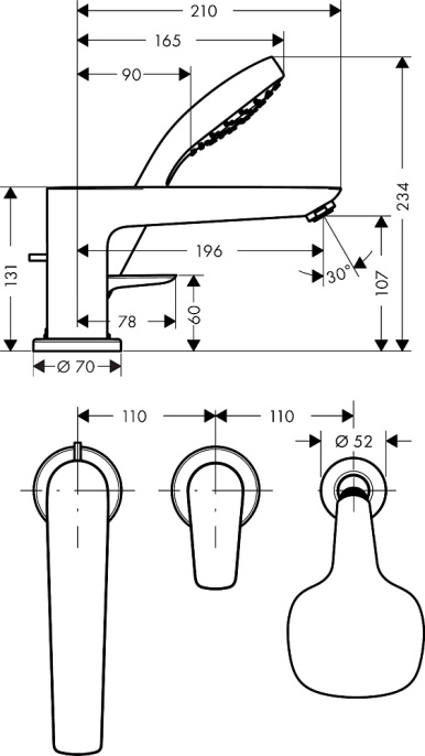 Смеситель на борт ванны Hansgrohe Talis E 71731000