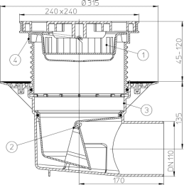 Трап HL 615L c решеткой из ПП