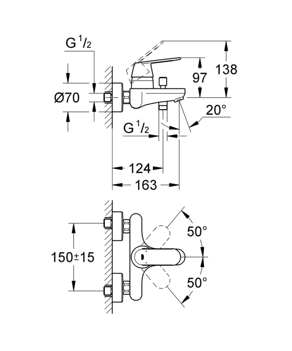 Смеситель для ванны Grohe Eurosmart Cosmopolitan 32831000