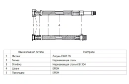 Гибкая подводка UNI-FITT для смесителя МL10х1 - 1/2, 120 см, удл. штуцер, DN 8, оплётка из нержавеющей стали