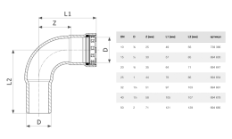 Отвод Viega Megapress 90 гр. НВ Ду 20 - 3/4, модель 4216.1