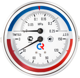 Термоманометр Росма ТМТБ-31Т Dy 80 с задним подключением 1/2, 6 бар 0-120*