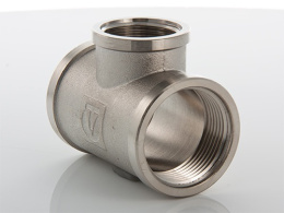 Тройник VALTEC переходной 3/4 х 1/2 х 3/4 внутренняя, никелированная латунь