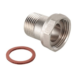 Полусгон VALTEC прямой с накидной гайкой, 1/2x1/2 дюйма внутренняя-наружная резьба, никелированная латунь