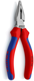 Плоскогубцы KNIPEX комб. острокон. с удл. губками, рез: провол. ср. d 3 мм, твёрд. d 2 мм, кабель d 8 мм, L-145 мм, чёрн., 2К ручки, страх. крепл.