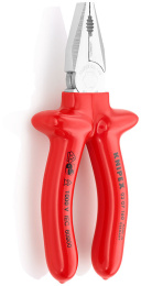 Плоскогубцы KNIPEX комб. особ. мощн. VDE, рез: провол. твёрд. d 3 мм, роял. струна d 2.5 мм, кабель d 14 мм, L-225 мм, хром, 1К ручки