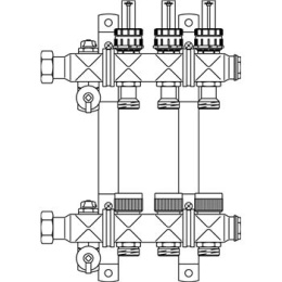Коллектор Oventrop Multidis SF 12, нержавеющая сталь, 1 x 3/4 дюйма, с ротаметрами 0-5 л/мин. на подаче