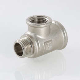 Тройник VALTEC 1/2 х 3/4 х 3/4 внутренняя-наружная резьба, никелированная латунь