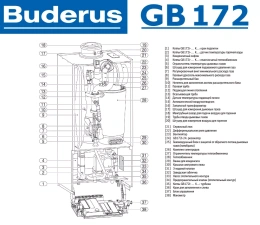 Настенный газовый конденсационный котел отопления одноконтурный Buderus logamax GB172-35 i