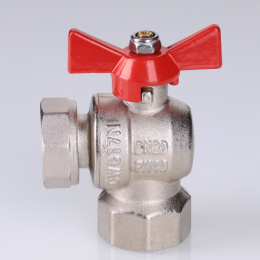 Кран шаровой VALTEC угловой с накидной гайкой 3/4 ВР-ВР (короткий)