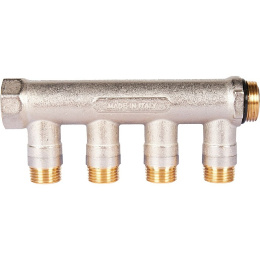 Коллектор Stout с шаровыми кранами 3/4x1/2 с 4 отводами, синий, SMB SMB 6211 341204