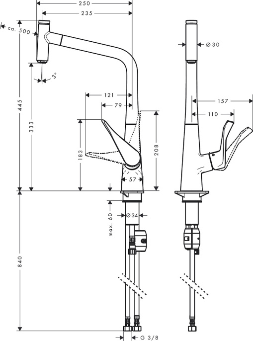 Смеситель для кухни Hansgrohe Metris Select 14884000