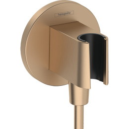 Подключение душевого шланга Hansgrohe FixFit Porter S с держателем 26888140, шлифованная бронза