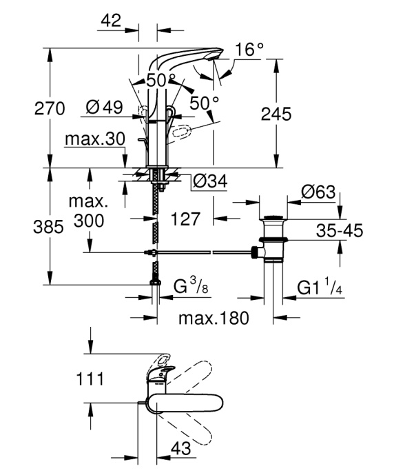 Смеситель для раковины Grohe Eurostyle 23569LS3