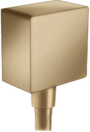Подключение душевого шланга Hansgrohe Fixfit Square с клапаном обратного тока 26455140, бронза