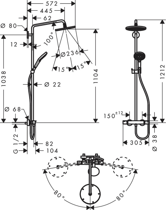 Душевая колонна Hansgrohe Raindance Select Showerpipe 240 27115000