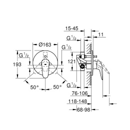 Встраиваемый смеситель Grohe Eurostyle для ванны (внешняя и встраиваемая части), хром