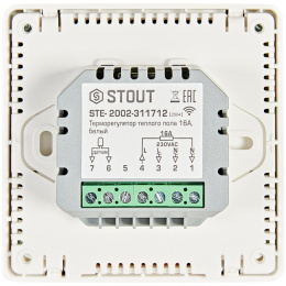 Терморегулятор теплого пола Stout 16А, TFT, NTC 10К -2м, белый