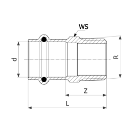 Соединительный элемент медный Viega Sanpress с SC-Contur d=18 (арт. 283 230)