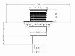 Трап HL 310NPr-3123 с Сухим сифоном, с приварным полимербитумным гидроизоляционным полотном
