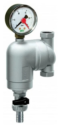 Фильтр для воды FAR 100мкм, с манометром, Max: 95 C, 25 бар. поворотный 1/2 ВР