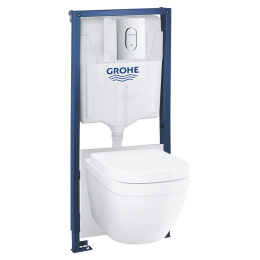 Система инсталляции Grohe Solido с подвесным унитазом Euro Ceramic, 5 в 1 в сборе