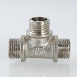 Тройник VALTEC 3/4 наружная резьба, никелированная латунь