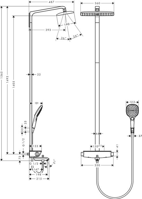 Душевая колонна Hansgrohe Raindance Select Showerpipe 360 27113400