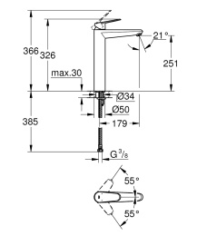 Высокий смеситель для раковины Grohe Eurodisc Cosmopolitan 23432000