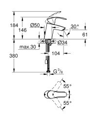 Смеситель для раковины Grohe Eurosmart New 33188002