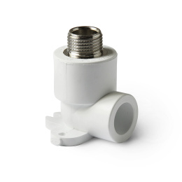 Угольник полипропиленовый PRO AQUA PP-R с креплением НР белый (20-1/2), арт.PA28108P