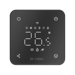 Комнатный термостат Ридан сенсорный RSmart-FB с Wi-Fi подключением 230V, встраиваемый, черный (088L1144R)