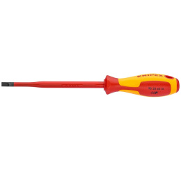 Отвертка KNIPEX SL3.5x0.6 шлицевая тонкая VDE, длина лезвия 100 мм, 202 мм, диэлектрическая, 2-компонентная рукоятка