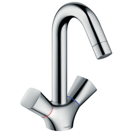 Смеситель для раковины Hansgrohe Logis, двуручный, без донного клапана, хром