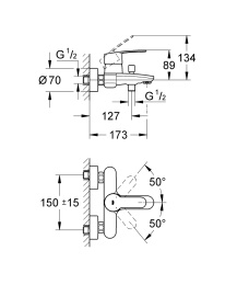 Смеситель для ванны Grohe Eurostyle Cosmopolitan 33591002
