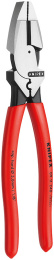Lineman s Pliers Плоскогубцы KNIPEX электромонтажные, зона обжима, рез проволоки: средняя d 4.6 мм, твёрдая d 3 мм, 240 мм, чёрные, 1К ручки