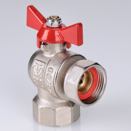 Кран шаровой VALTEC угловой с накидной гайкой 3/4 ВР-ВР (короткий)