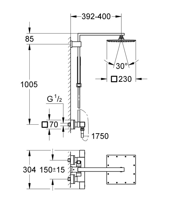 Душевая колонна Grohe Euphoria Cube XXL 230 26087000